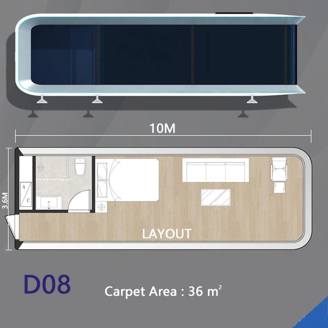 prefab capsule house hotel with bathroom (3)